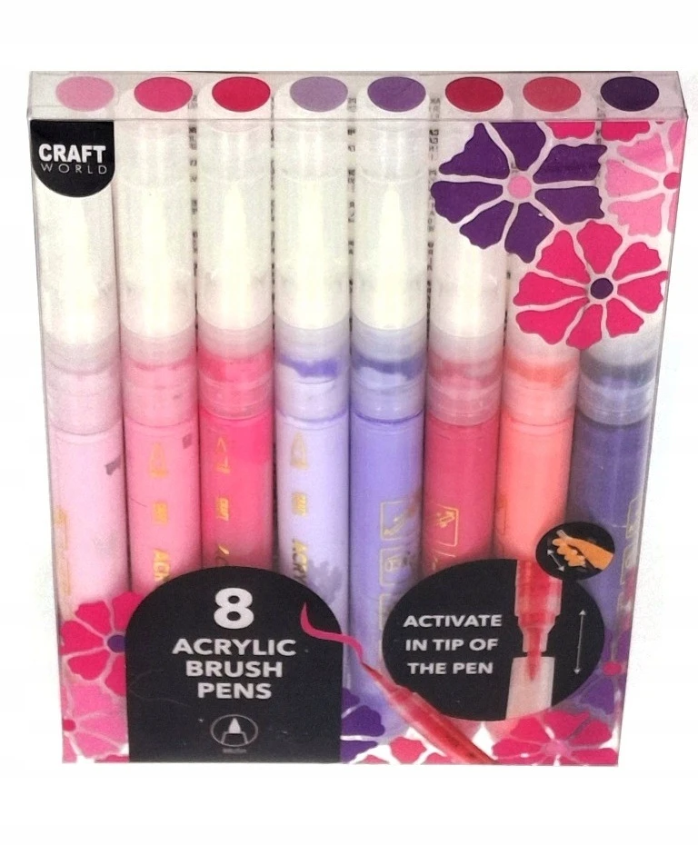 Craft Markery akrylowe pędzelkowe 8 vnt kolory: czerwień-fiolet