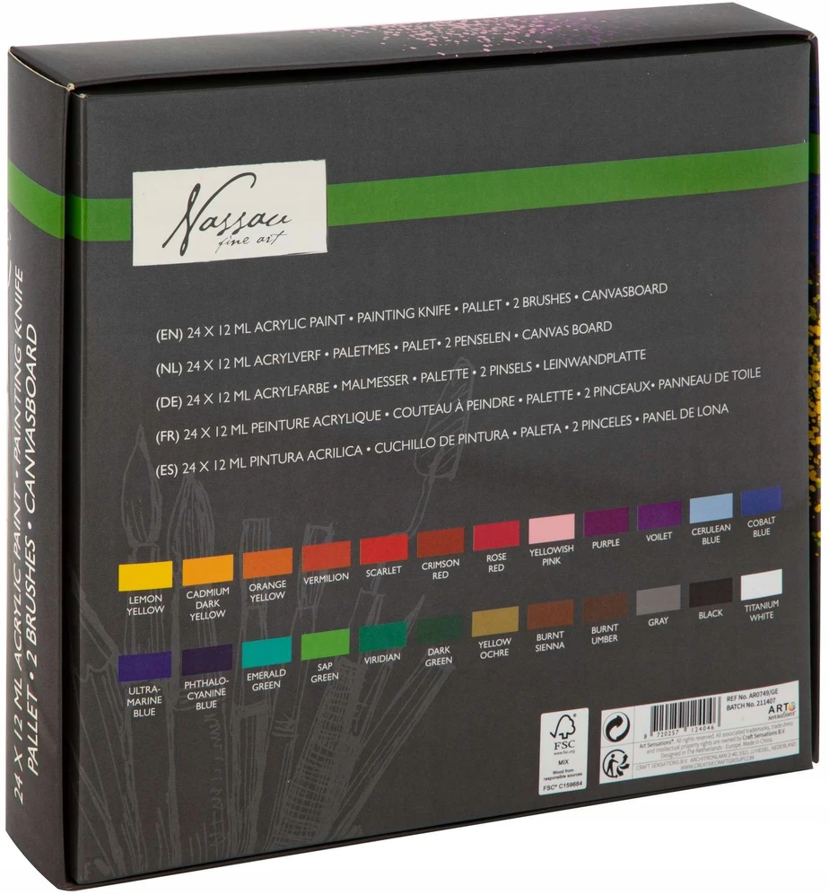 Craft Sensations Akrilinių dažų rinkinys Nassau Classic, 12ml, 24 vnt