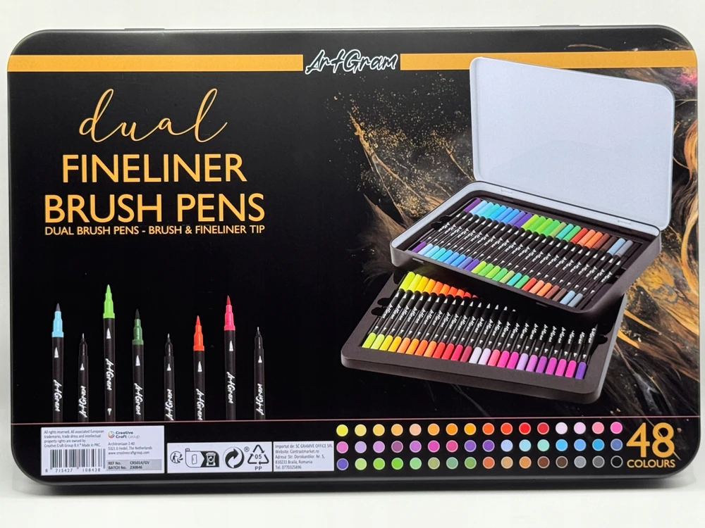 Craft Sensations Flamastry 48 vnt dwustronne pisaki cienkopisy pędzelkowe markery etui Art