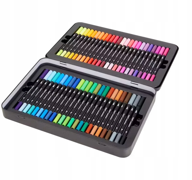 Craft Sensations Flamastry 48 vnt dwustronne pisaki cienkopisy pędzelkowe markery etui Art