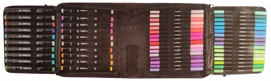 Craft Sensations Mazaki Pisaki Flamastry Długopisy Cienkopisy Organizer Dėklas Juodas 84 sztuki