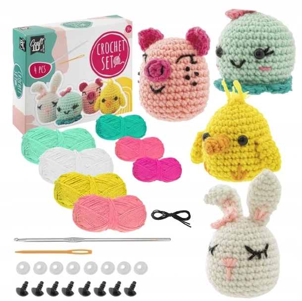 Craft Sensations Craft ID - Nėrimo rinkinys su gyvūnais - 4 vnt. (CR1721/GE)