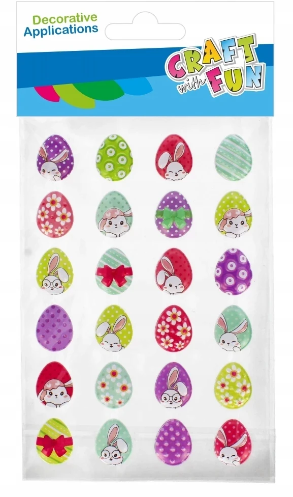 Craft With Fun Dekoratyvinės lipdukai Velykų kiaušiniai, 24 vnt.