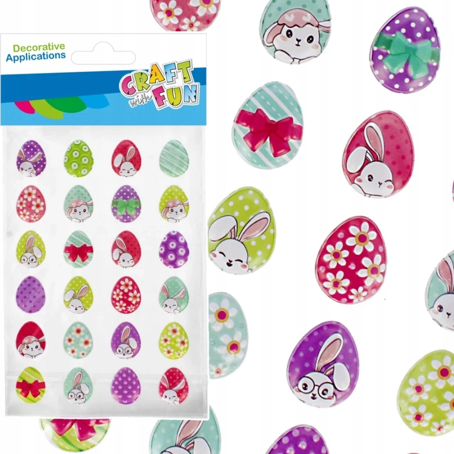 Craft With Fun Dekoratyvinės lipdukai Velykų kiaušiniai, 24 vnt.