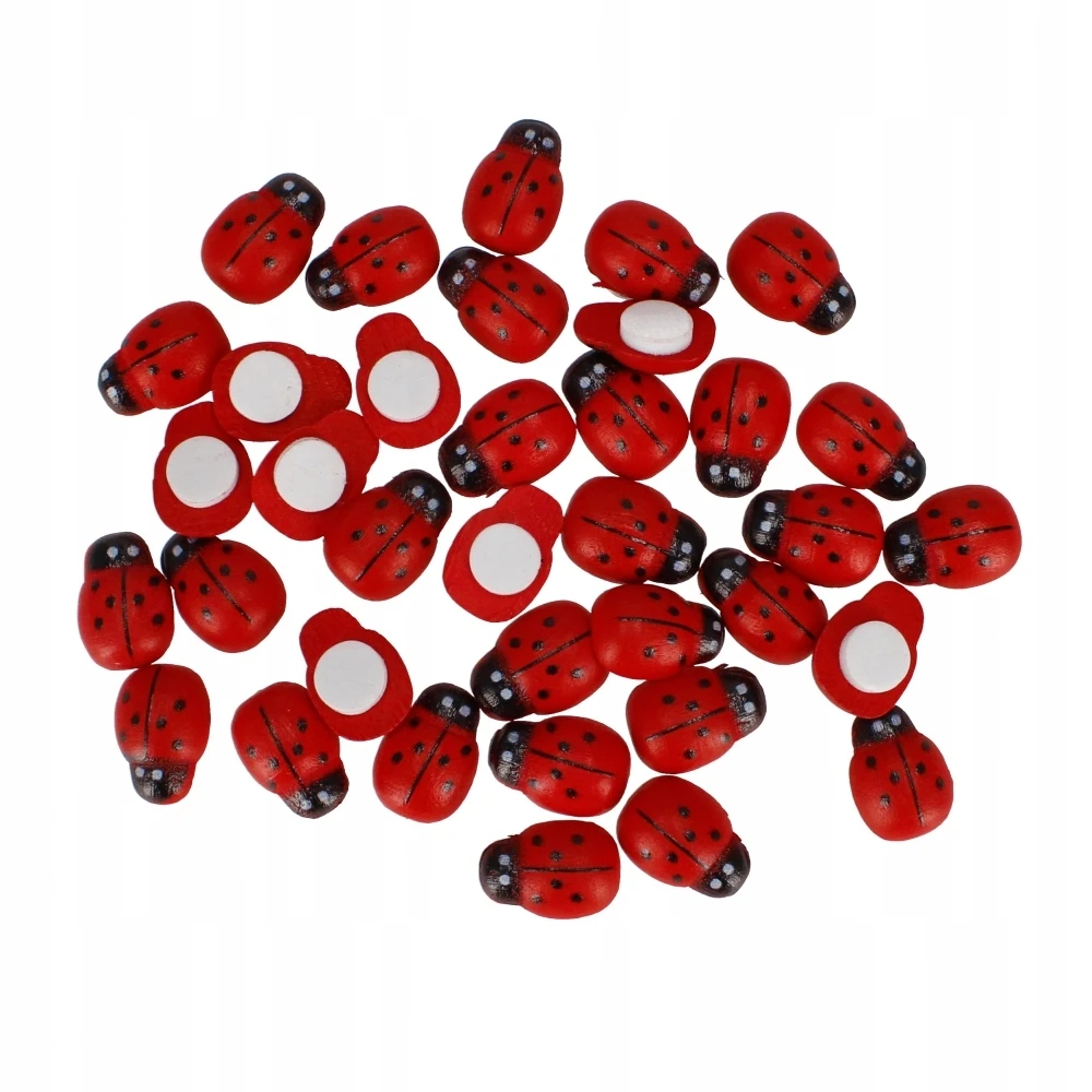 Craft With Fun Dekoratyvinės medinės boružėlės lipnios 13 mm, 35 vnt.