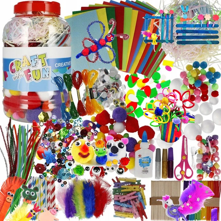 Craft With Fun Didelis kūrybinis dailės rinkinys vaikams su daugybe priedų