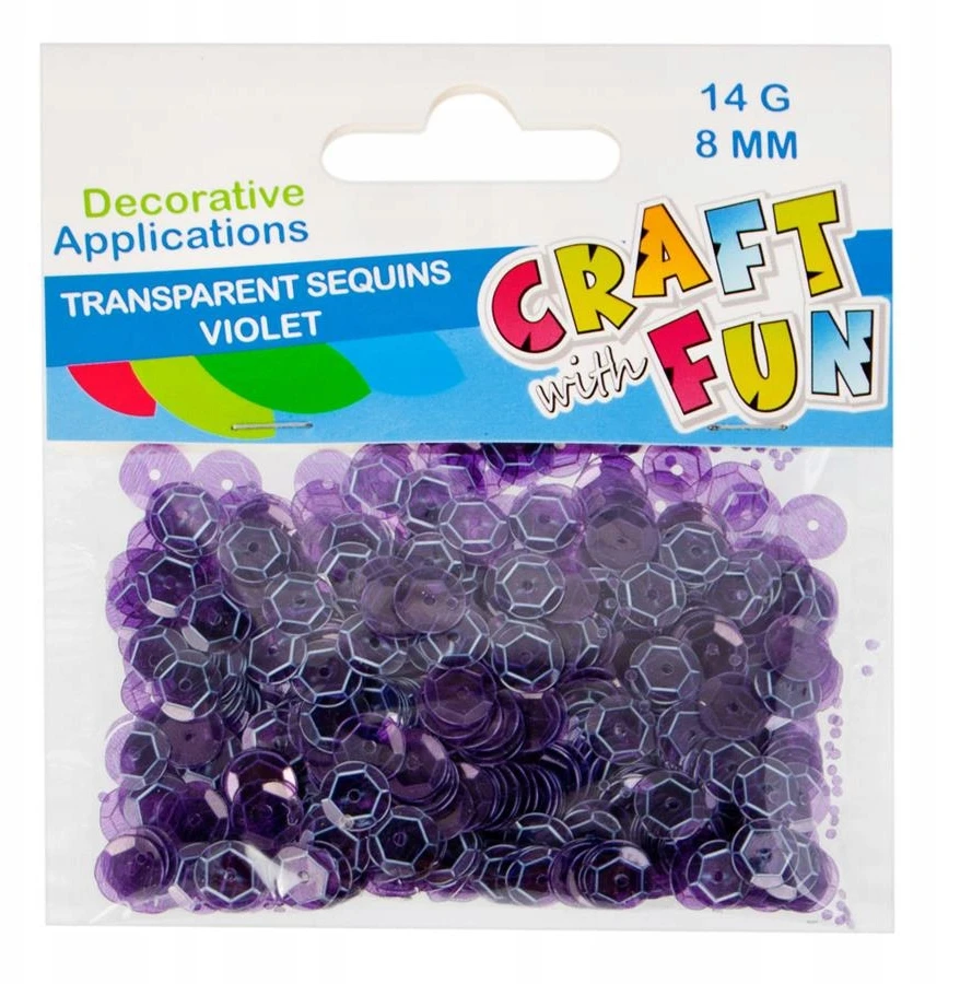 Craft With Fun Violetiniai skaidrūs apvalūs blizgučiai 8mm, 14g