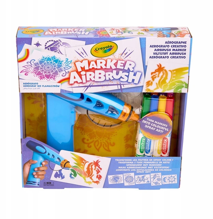 Crayola, Inc. Crayola Aerograf vaikams airbrush, 5 szablonów i 8 zmywalnych flamastrów