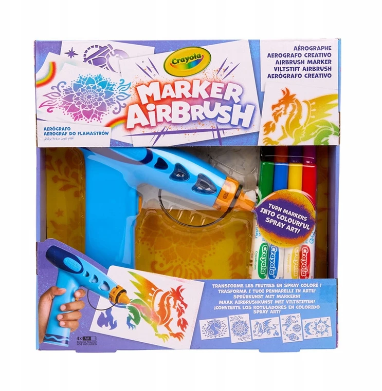 Crayola, Inc. Crayola Aerograf vaikams airbrush, 5 szablonów i 8 zmywalnych flamastrów