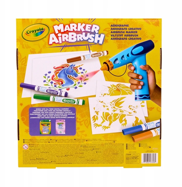 Crayola, Inc. Crayola Aerograf vaikams airbrush, 5 szablonów i 8 zmywalnych flamastrów