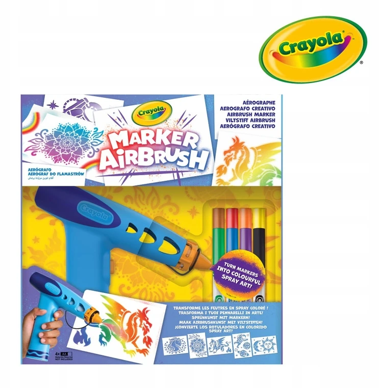 Crayola, Inc. Crayola Aerograf vaikams airbrush, 5 szablonów i 8 zmywalnych flamastrów