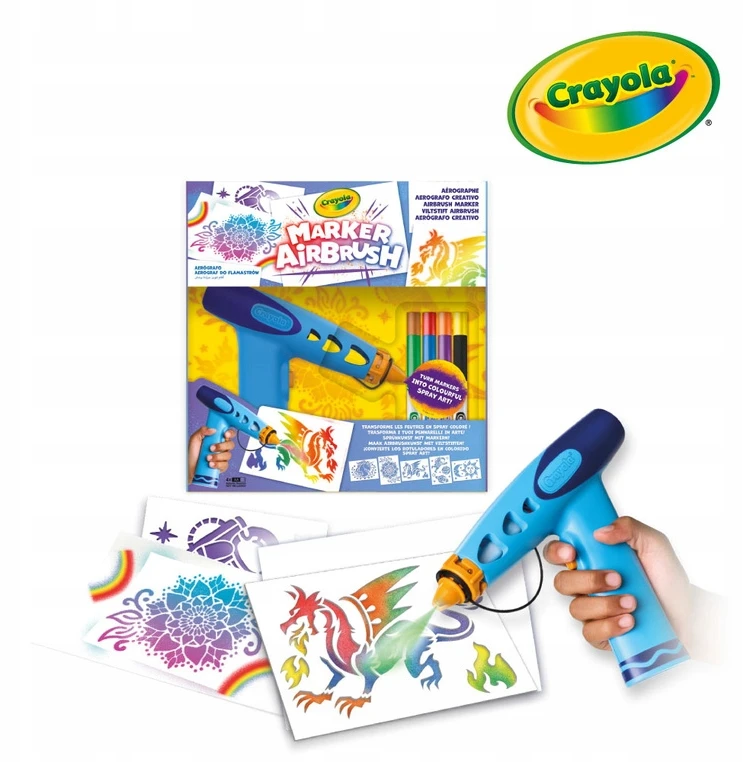 Crayola, Inc. Crayola Aerograf vaikams airbrush, 5 szablonów i 8 zmywalnych flamastrów