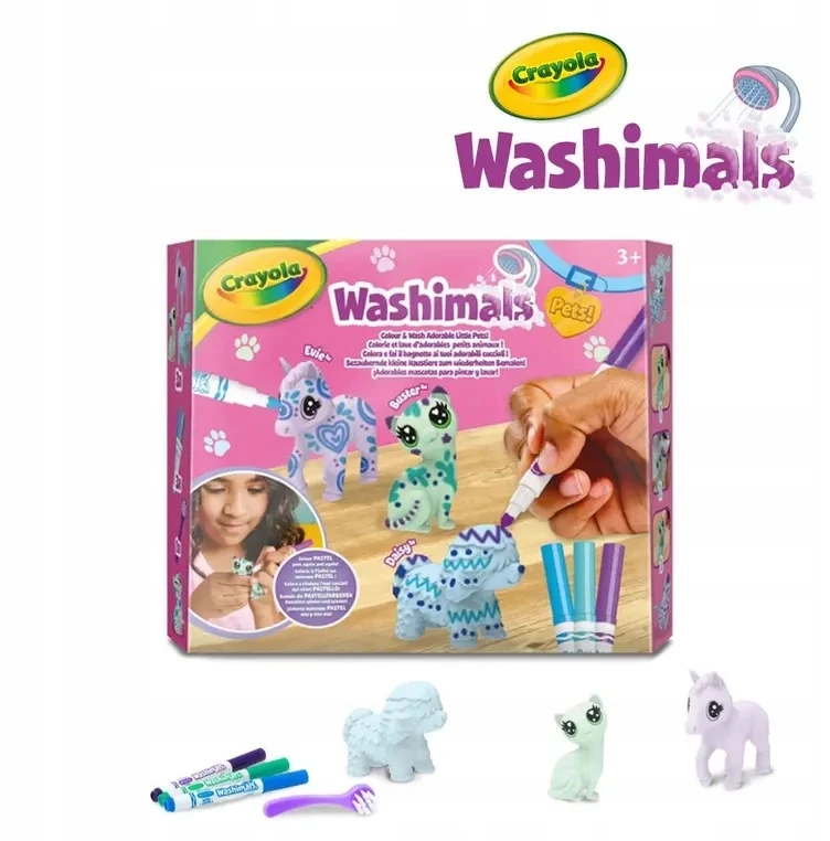 Crayola, Inc. Crayola Figūros dažymui ir plovimui, gyvūnų rinkinys, 3 vnt. 3 žymekliai