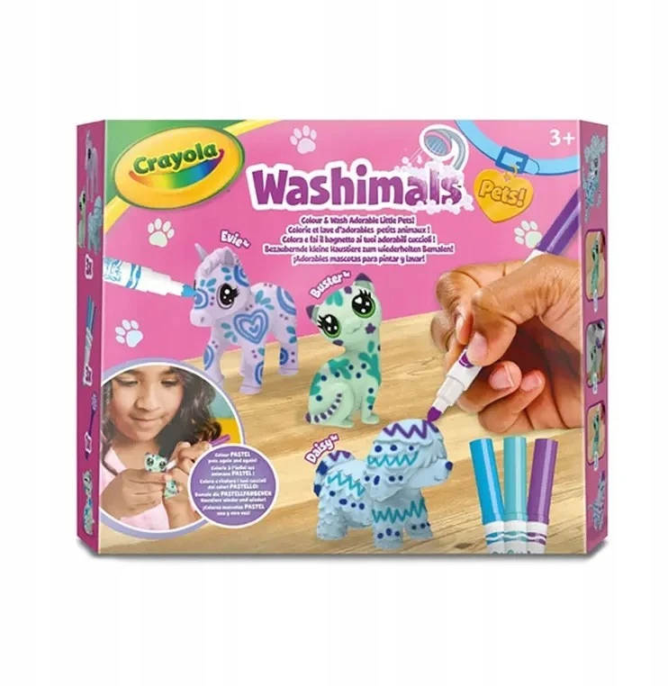 Crayola, Inc. Crayola Figūros dažymui ir plovimui, gyvūnų rinkinys, 3 vnt. 3 žymekliai