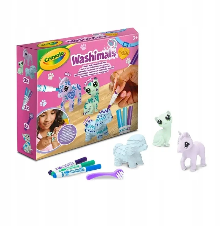 Crayola, Inc. Crayola Figūros dažymui ir plovimui, gyvūnų rinkinys, 3 vnt. 3 žymekliai