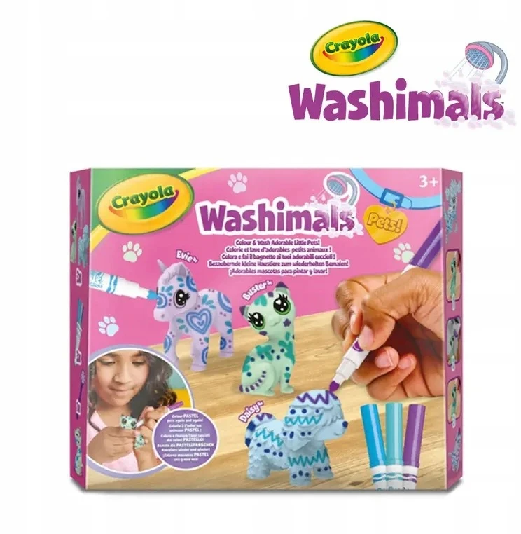 Crayola, Inc. Crayola Figūros dažymui ir plovimui, gyvūnų rinkinys, 3 vnt. 3 žymekliai