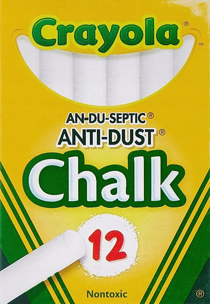 Pro Eximp Crayola, Inc. CRAYOLA SCHOOL CHALK balta 12 vnt piešimui ir rašymui, netoksiška