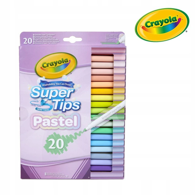 Crayola, Inc. Crayola Super Tips Markers žymekliai vaikams, plaunama pastelė, 20 vnt.