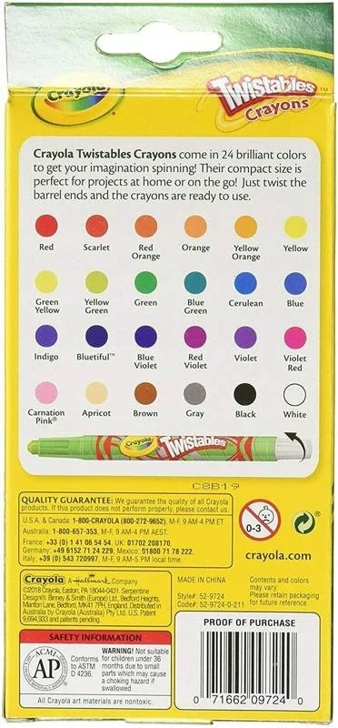 Crayola, Inc. Crayola Twistables kreidelės vaikams, 24 spalvos