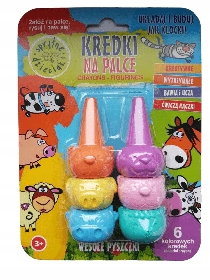 Crayons ESTETICA Smart Kids pirštų kreidelės „Happy Bees“ 6 vnt.