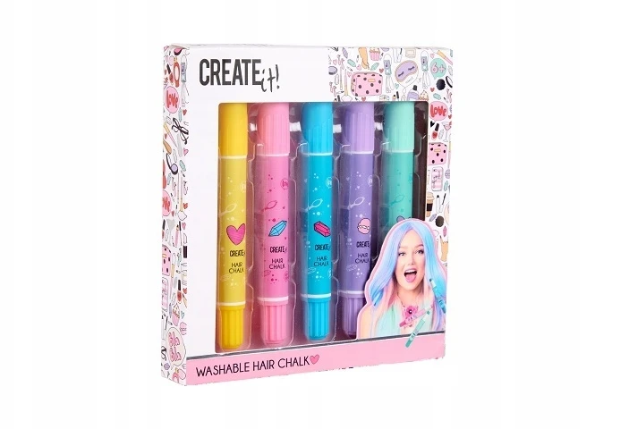 CREATE IT HAIR CHALK rinkinys 6 spalvų, vaikams +6 metų