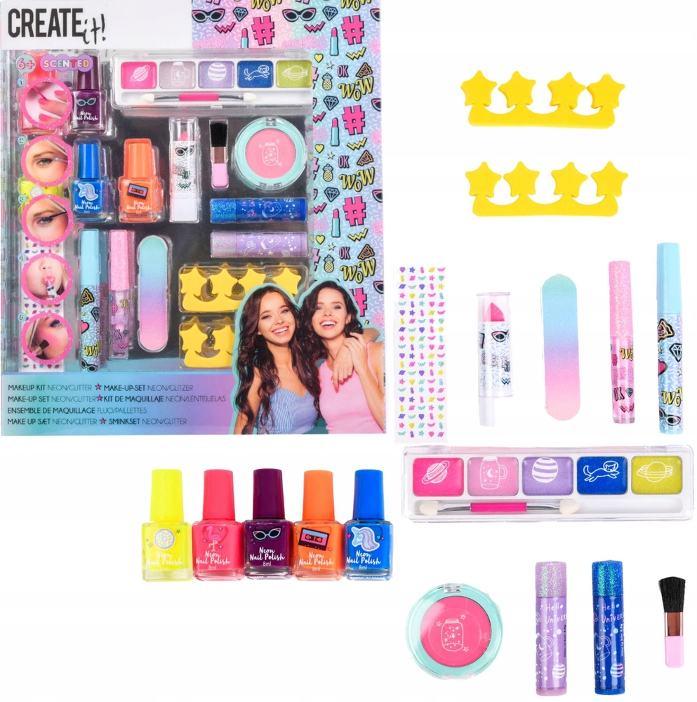 Create It! Rinkinys: Neoniniai ir blizgučiai makiažui bei nagams