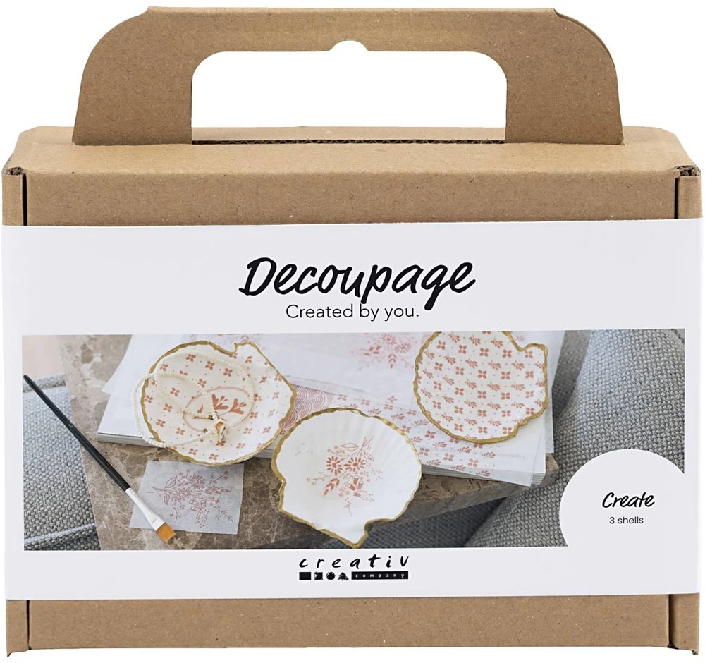 Creativ Diy Kit „Pasidaryk pats“ rinkinys - Mini rankdarbių rinkinys dekupažui, midijų kriauklės, švelni rožė, 1 pakuotė - (977788)