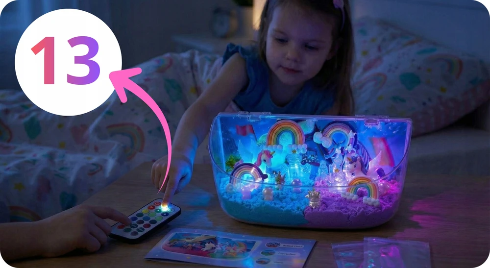CREATIVE CRYSTAL UNICORN SET AQUARIUM DIY LED LAMP 13 spalvų