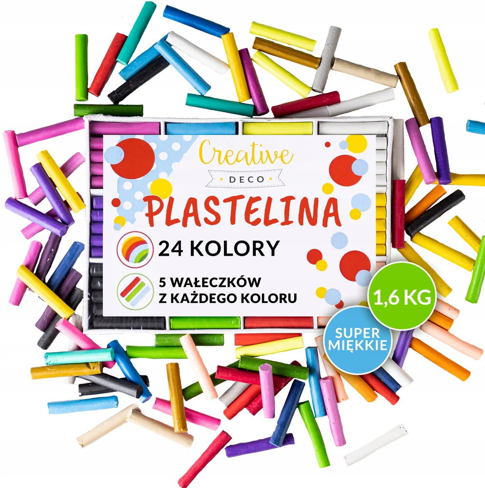 Creative Deco Plastilinas, didelis rinkinys vaikams, 24 spalvos, kūrybiškam klijavimo malonumui
