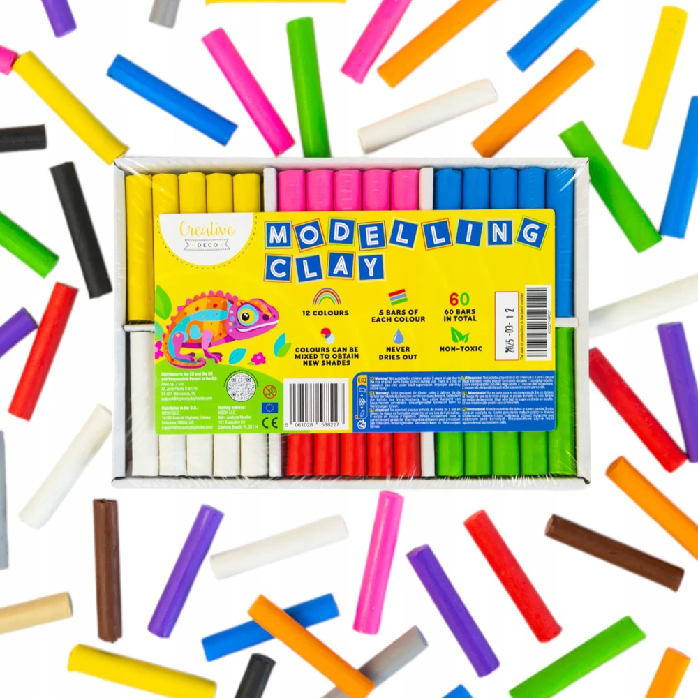 Creative Deco plastilinas vaikams, 12 spalvų, 800g – n džiūstanti, saugi ir netoksiška modeliavimo masė