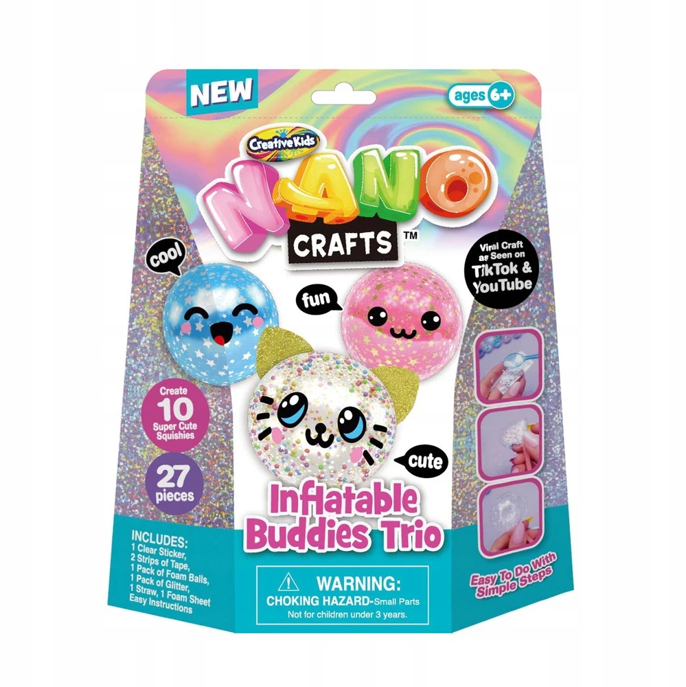 Creative Kids Nano Craft Kūrybinė Juosta "inflatable Buddies Trio" Rinkinys