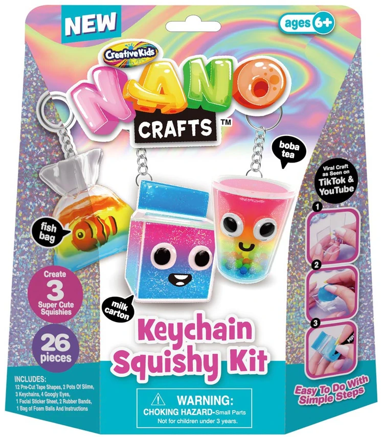 ORBICO Creative Kids NANO CRAFT žaislas Creative Tape Key Chain rinkinys KEYCHAIN ​​SQUISHY 26 vnt.