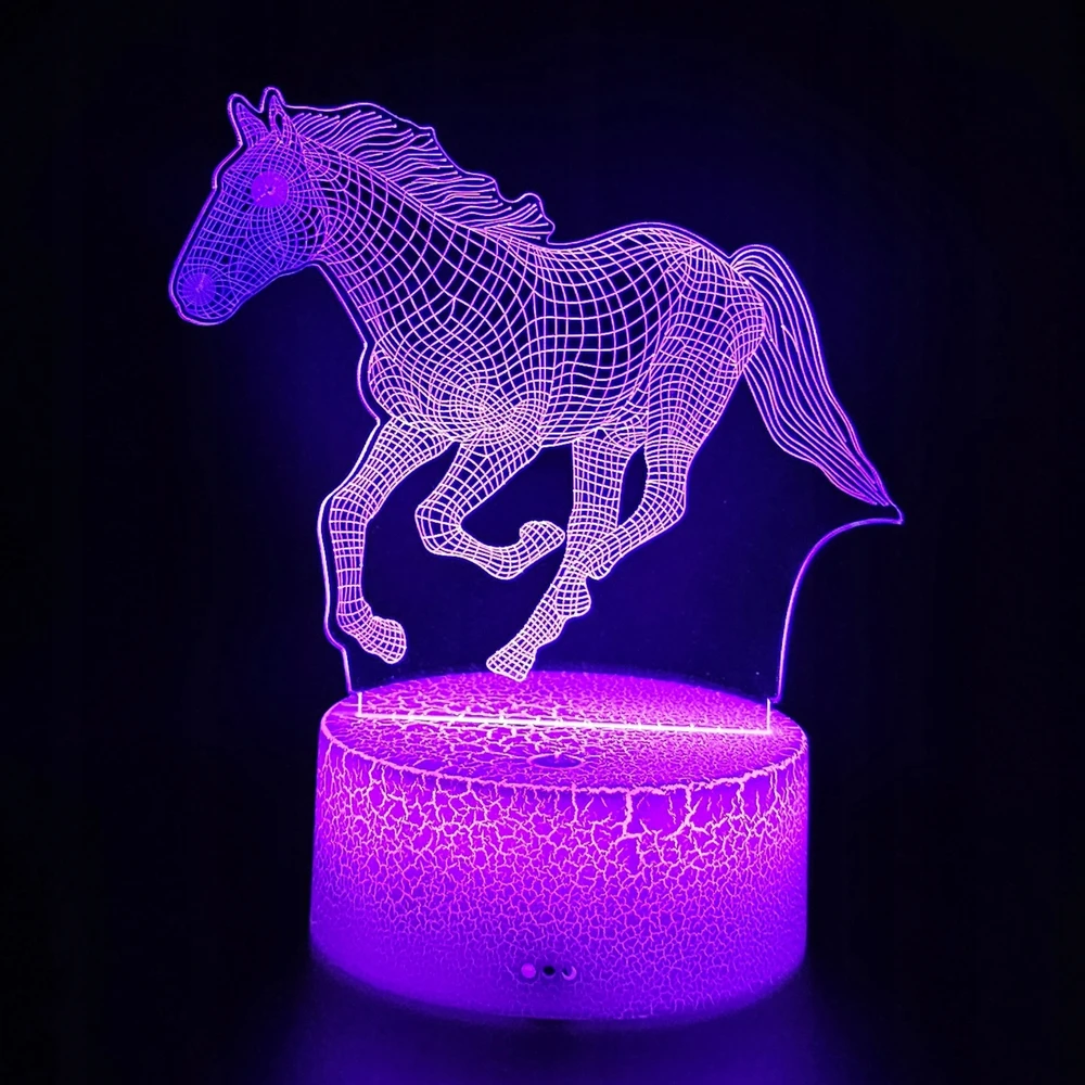 Creative Lampka Dziecięca Zwierzątka Koń Dla Fana Prezent Nocna Kolorowa LED