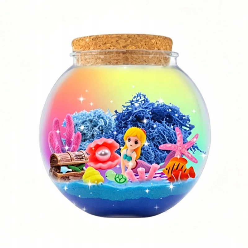 Creative Mermaid rinkinys mergaitėms, kinetinis smėlis, naktinė lempa, pasidaryk pats