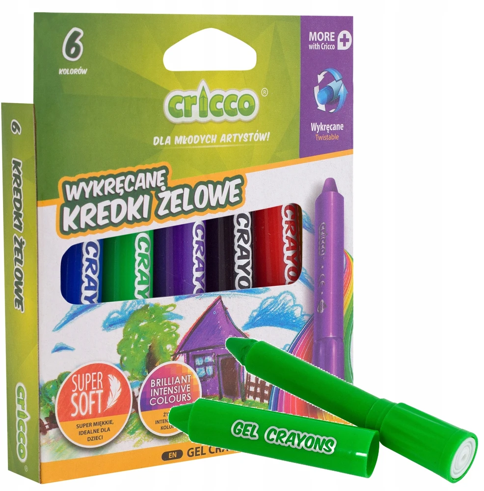 Cricco 3in1 akvarelinės kreidelės, pastelinės, 6 spalvos
