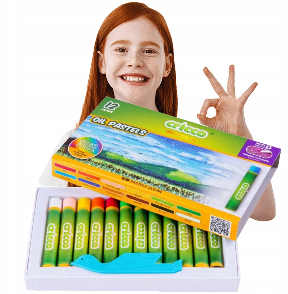 Cricco Aliejiniai Pasteliai 12 Spalvų - Aukštos Kokybės