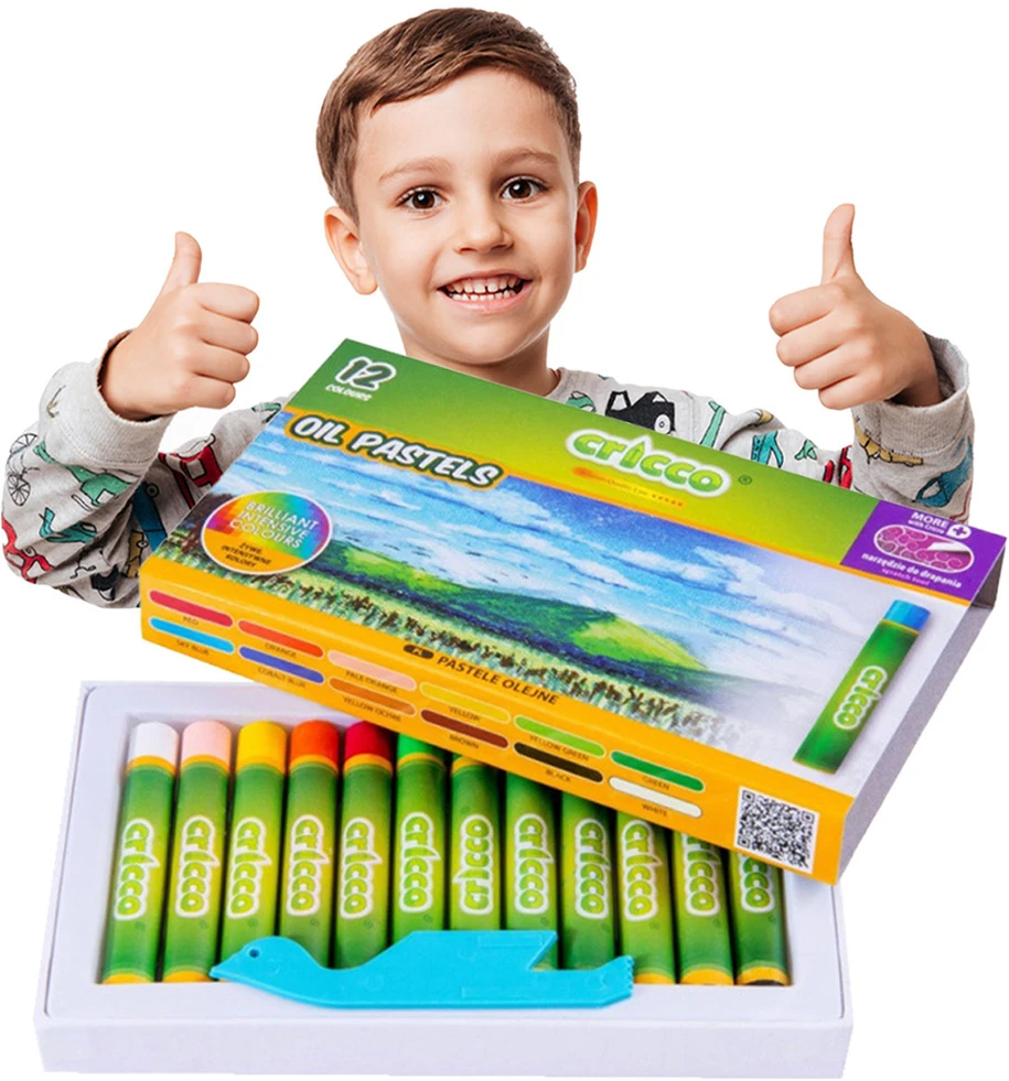 Cricco Aliejiniai Pasteliai 12 Spalvų - Aukštos Kokybės