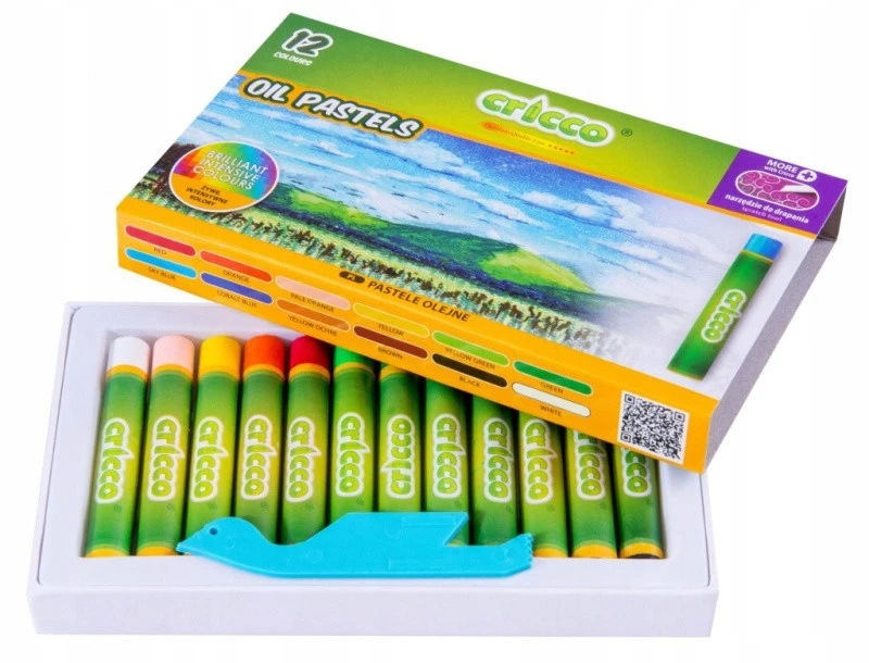 Cricco Aliejiniai Pasteliai 12 Spalvų - Aukštos Kokybės