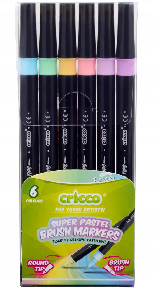 Cricco dvipusiai pastelinių spalvų markeriai, 6 vnt.