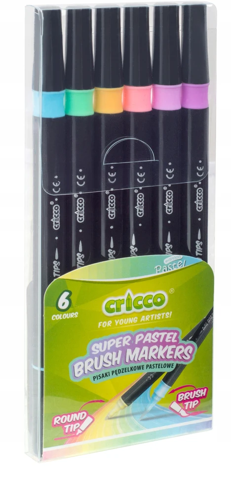 Cricco dvipusiai pastelinių spalvų markeriai, 6 vnt.