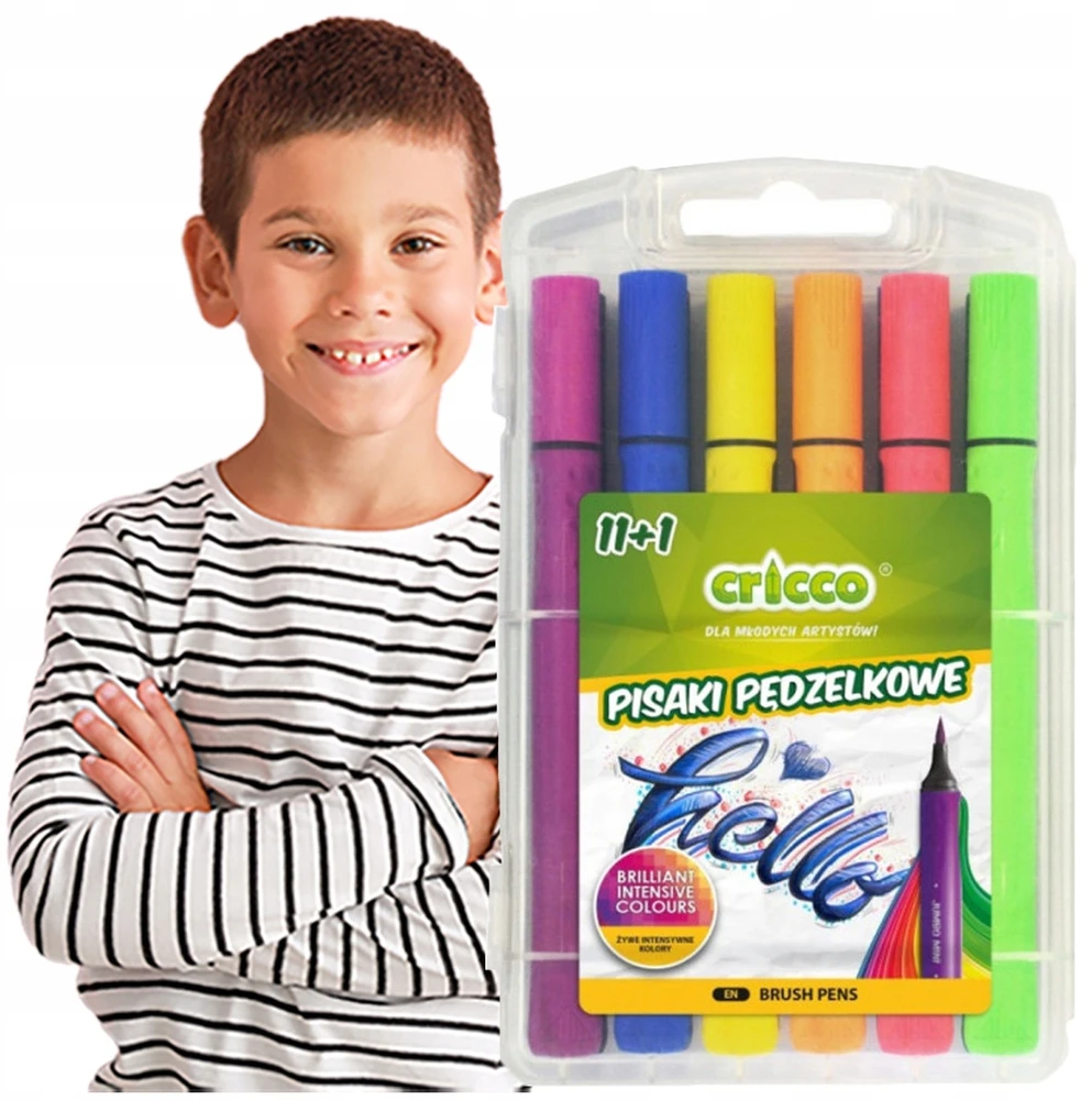 Cricco flomasteriai su teptuku galiukais, 12 spalvų