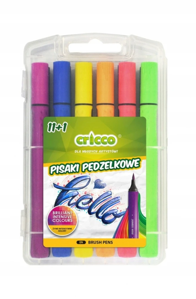 Cricco flomasteriai su teptuku galiukais, 12 spalvų