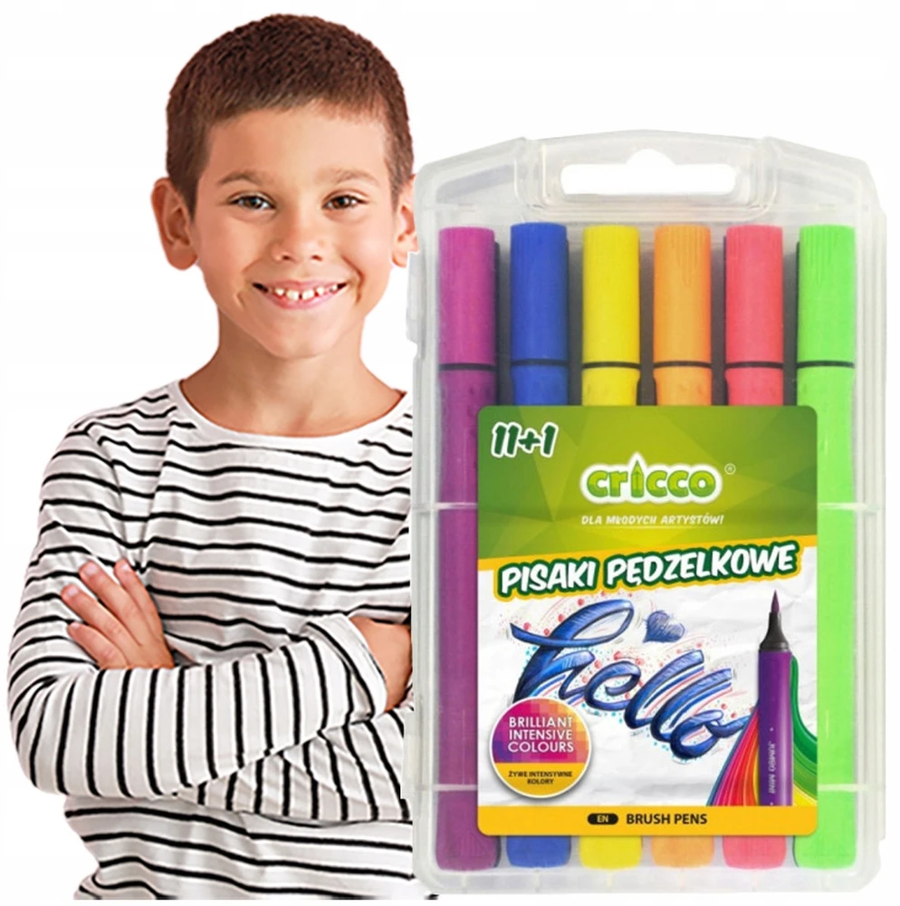 Cricco flomasteriai su teptuku galiukais, 12 spalvų
