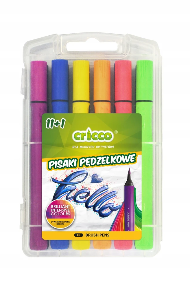 Cricco flomasteriai su teptuku galiukais, 12 spalvų