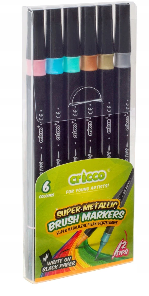 Cricco metaliniai teptukiniai markeriai, 6 spalvos