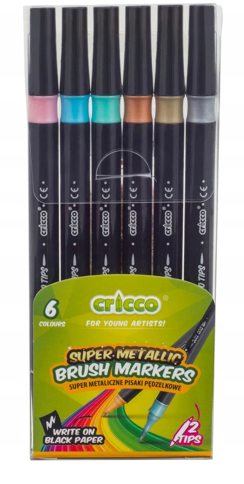 Cricco metaliniai teptukiniai markeriai, 6 spalvos