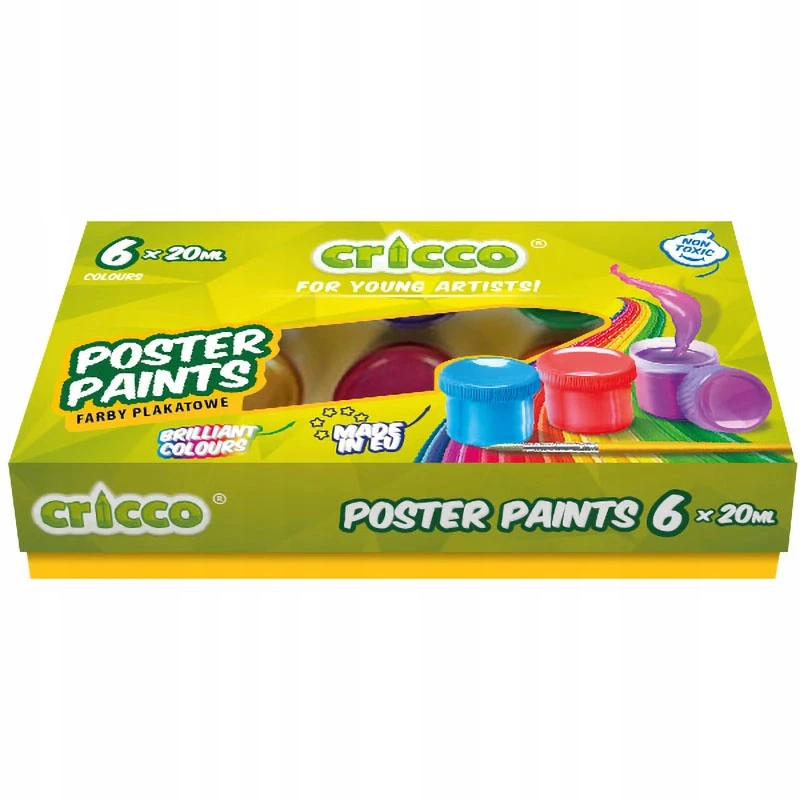 Cricco Plakatų Dažai 20ml 6 Spalvos Vaikams
