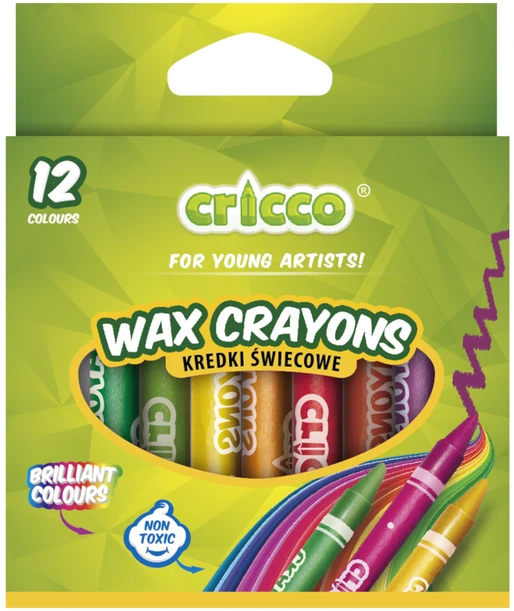 Cricco vaško pieštukai vaikams, 12 spalvų