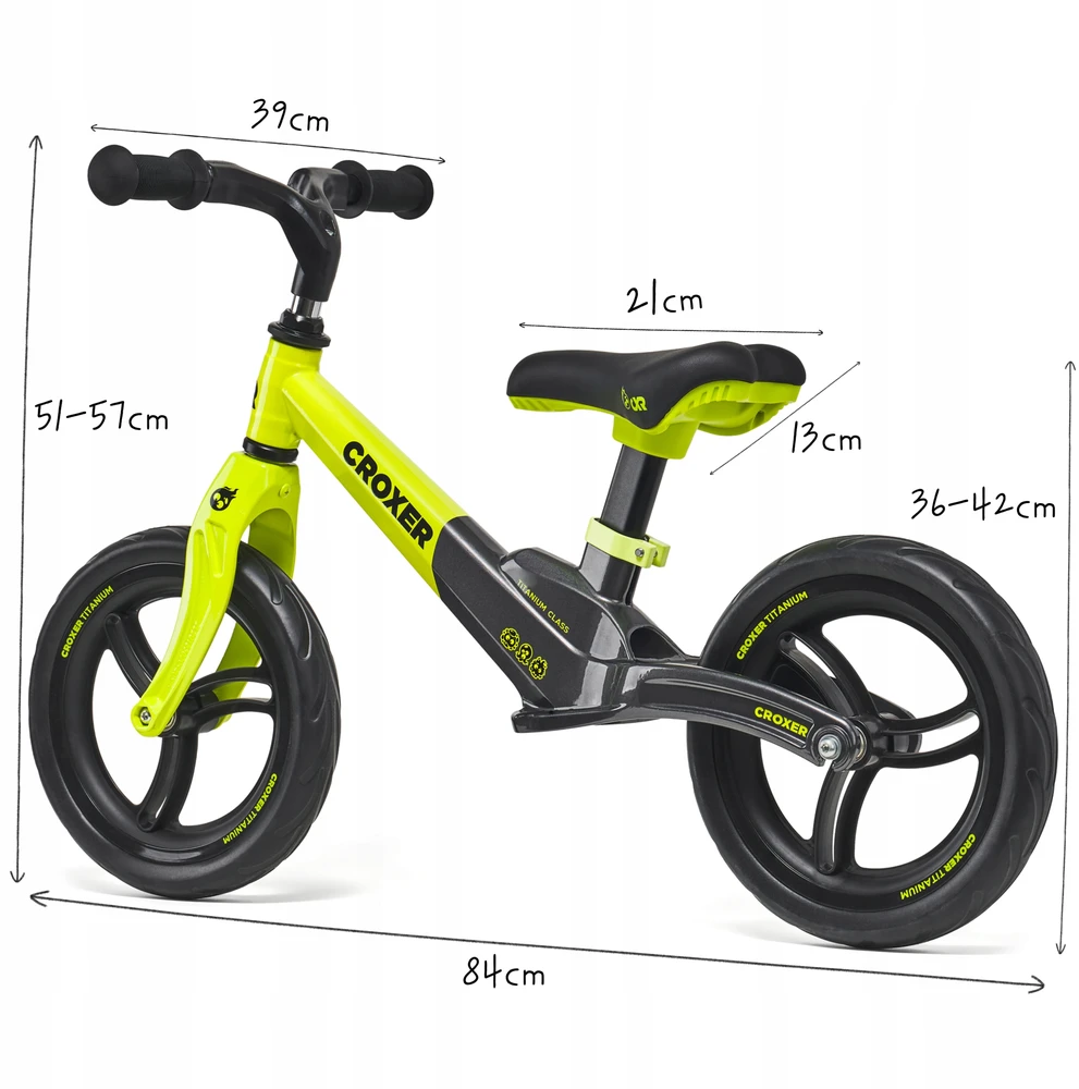 „Croxer Titanium Pro Juodas/Lime“ balansinis dviratis