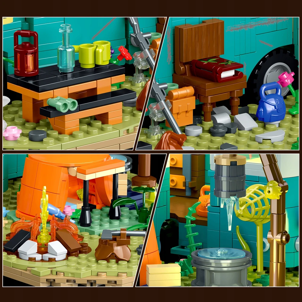 Cubimana Blocks HOUSE BUS WILD ADVENTURE LED DOVANŲ RINKINYS VAIKAMS 1392 vnt.